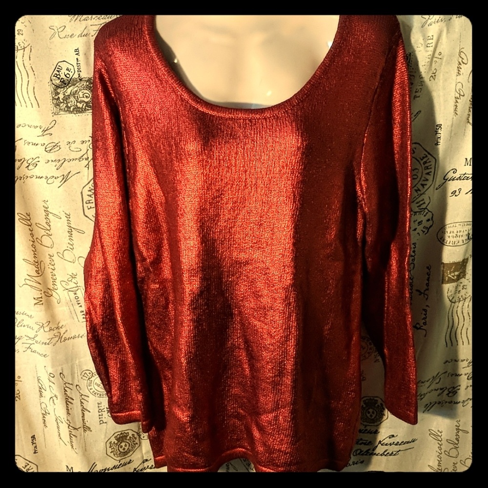 NWT Fairchild Shiny Red Sweater